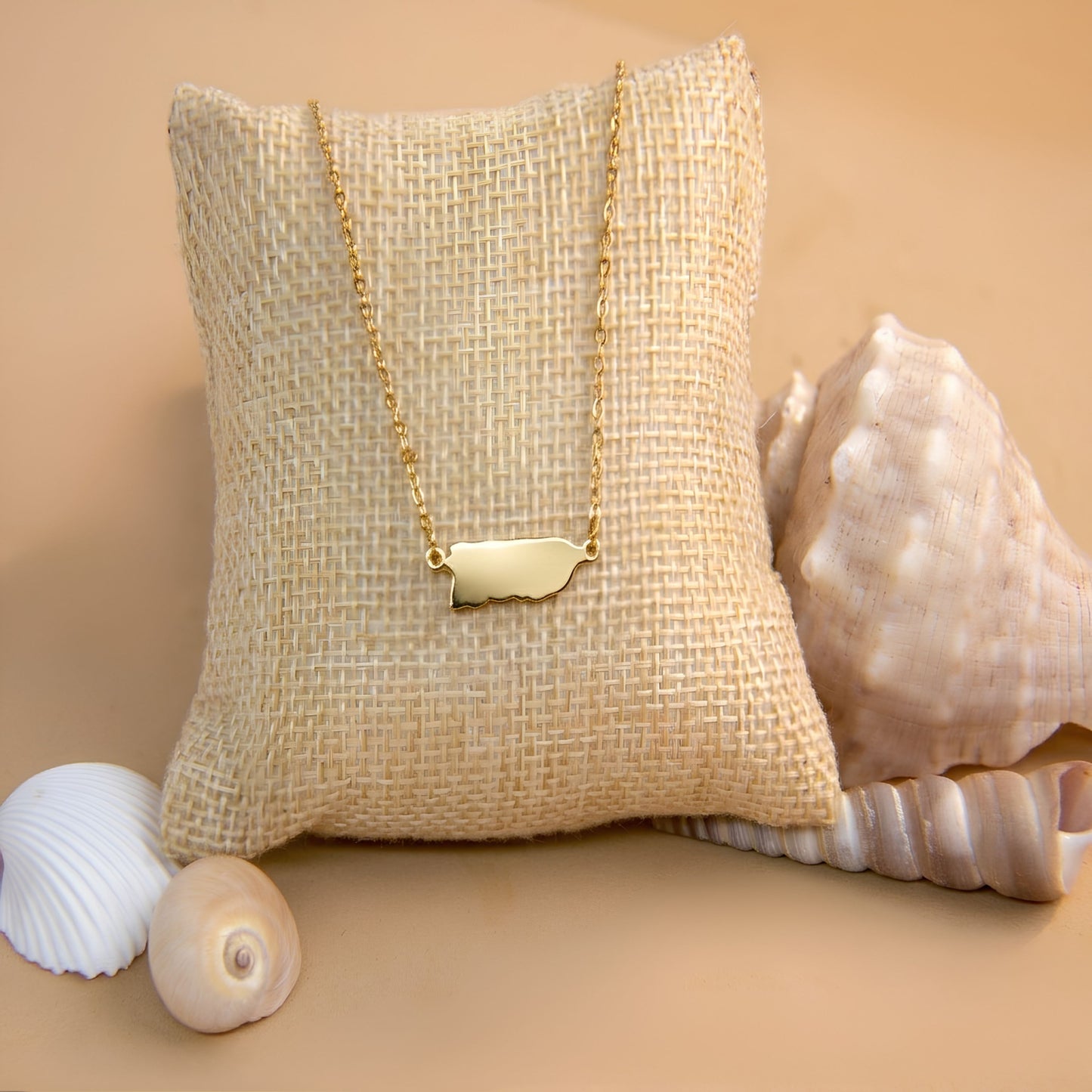 17.5in Golden Necklace with Puerto Rico Connector