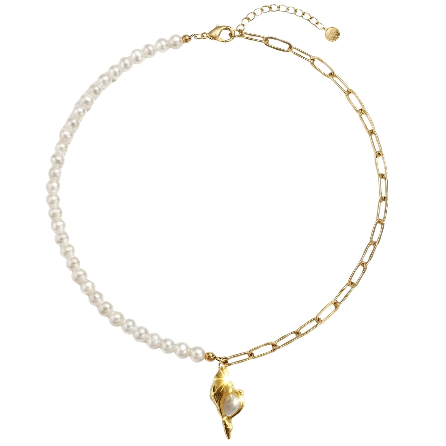 17.5in Pearl Necklace with Shell Pendant