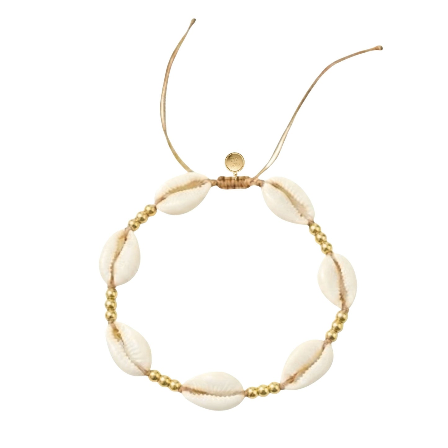 7 Inch Adjustable Bracelet with Stainless Steel Beads and White Cowrie Shells