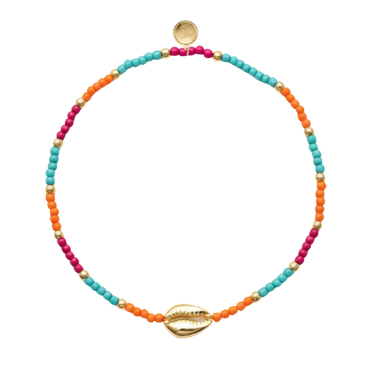 7 Inch Colorfull Seed Beads Bracelet with Cowrie Shell